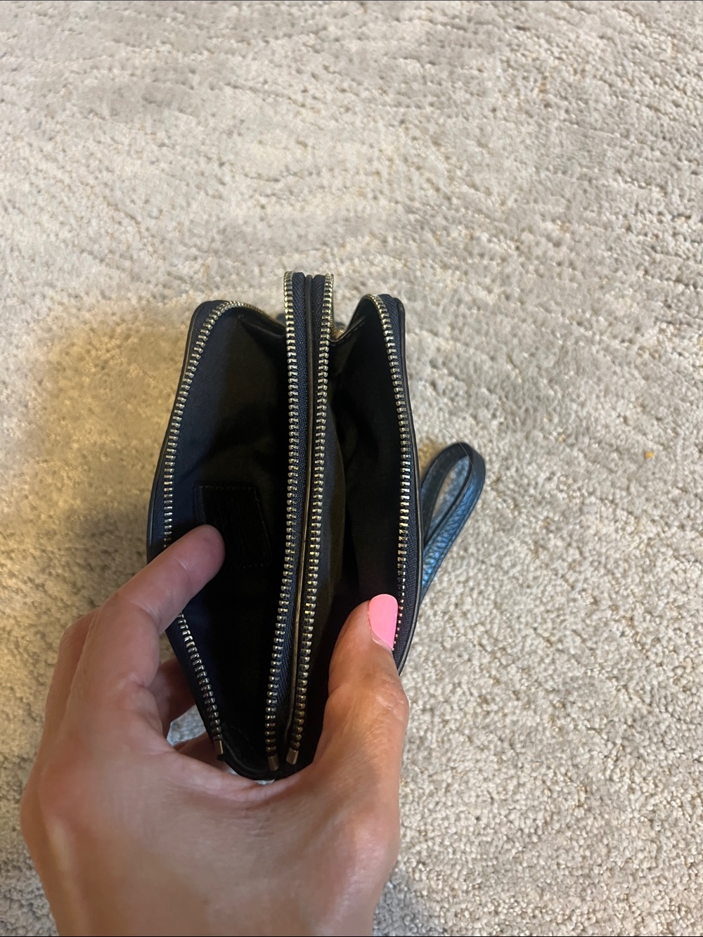 Coach Dark Blue Pebbled Leather Wristlet - Picture 3 of 3